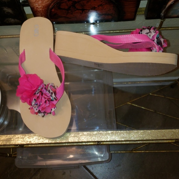 Cato Shoes - 🌞Hot Pink Cato Wedges with 3d Flowers